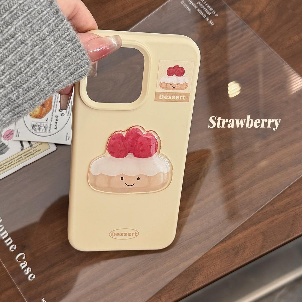 Strawberry Cake 15pro Max Apple 16 Mobile Phone Case Iphone17 Suitable for 13 Fun Food 12 Three Dimensional