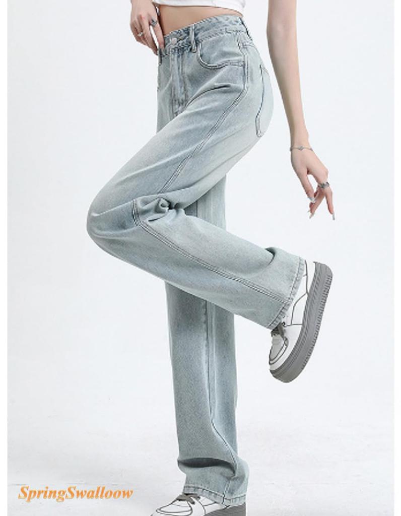 SpringSwalloow Straight Wide Loose Long Line Stylish Fall Gaucho Chino Pants Size Women's Jeans, Fit, Pants, Style, (Indigo, M)