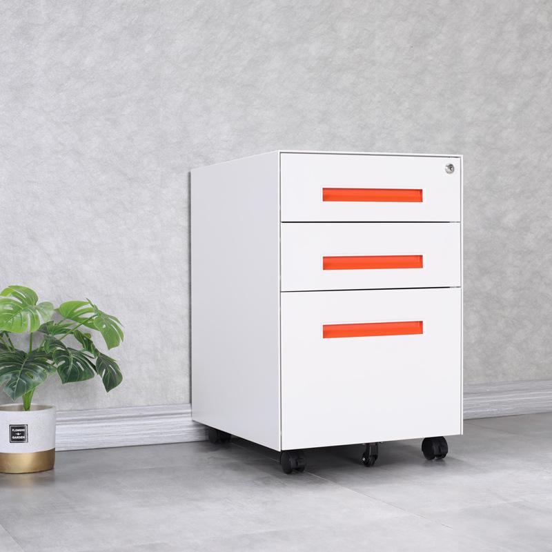 Mobile Three-Drawer Metal File Cabinet with Lock for Under-Desk Office and Printer Storage