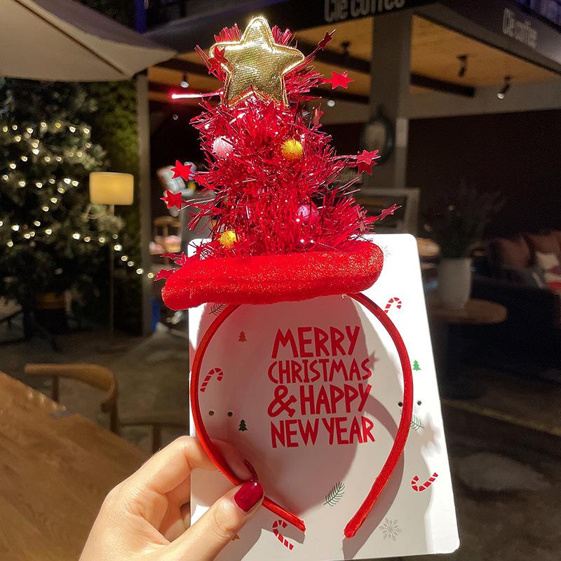 2024 New Year Christmas Hair Bands Cute Deer Horn Santa Claus Tree Headwear Hair Accessories For Xmas Gifts Party Supplies