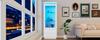 60*40*171cm Display Cabinet, Tall Cabinet with 2 Drawers, High Gloss Glass Display Cabinet with LED, Living Room with Glass Doors and Flip Door, White