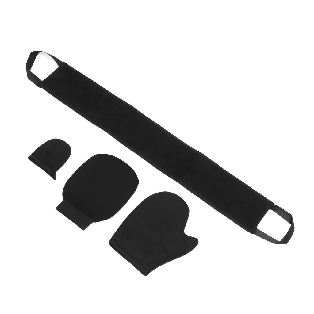 4pcs Double Faced Flocking Self Tanning Mitt Applicator Kit Exfoliating Glove Back Lotion