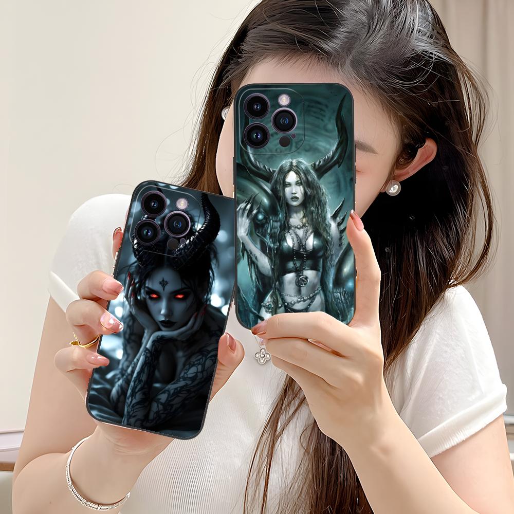Чехол для телефона 'Темная Богиня Лилит' для iPhone 17 16 15 14 13 12 11 X XR XS 8 7 Air Pro Max Plus Mini Мягкий ТПУ Ударопрочный Чехол