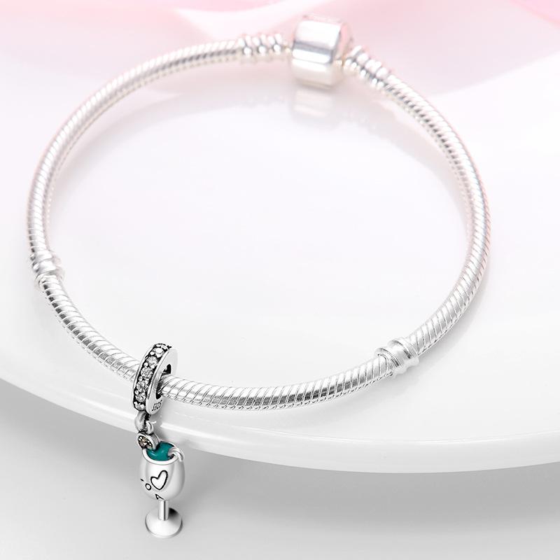 New S925 Fashion Cup Charm Silver Plated Bracelet Accessories Small Jewelry DIY Jewelry Beads