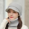 Female Autumn and Winter Rabbit Fur Hat Windproof Fleece Thickened Warm Knitted Hat Fashion Ear Hat