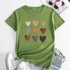 Women's Heart Print Crew Neck Loose Short Sleeve Sports Casual Top For Summer