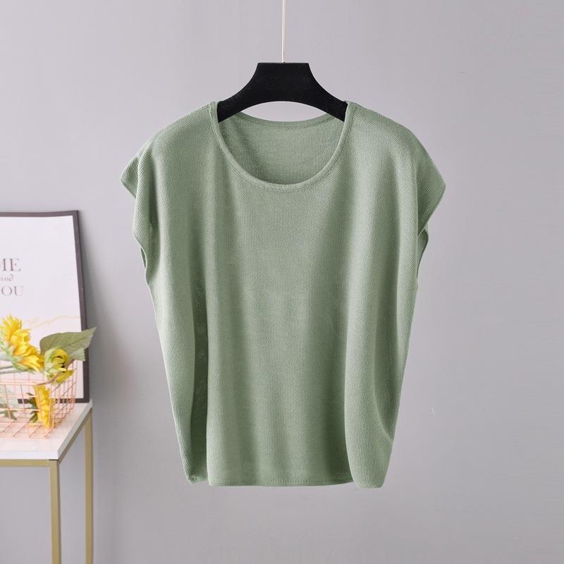 Летняя мода с рукавами «летучая мышь» Женская футболка Трикотажные свободные женские топы с короткими рукавами