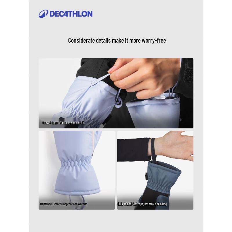 Ветрозащитные водонепроницаемые лыжные перчатки Decathlon для взрослых с флисовой подкладкой