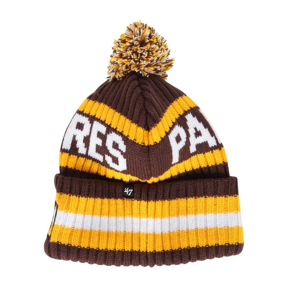'47brand '47BRAND Вязаная шапка с помпоном MLB, манжета в рубчик, SD Brown, один размер, 47A-CFKN-B-BERNG21ACE-BW