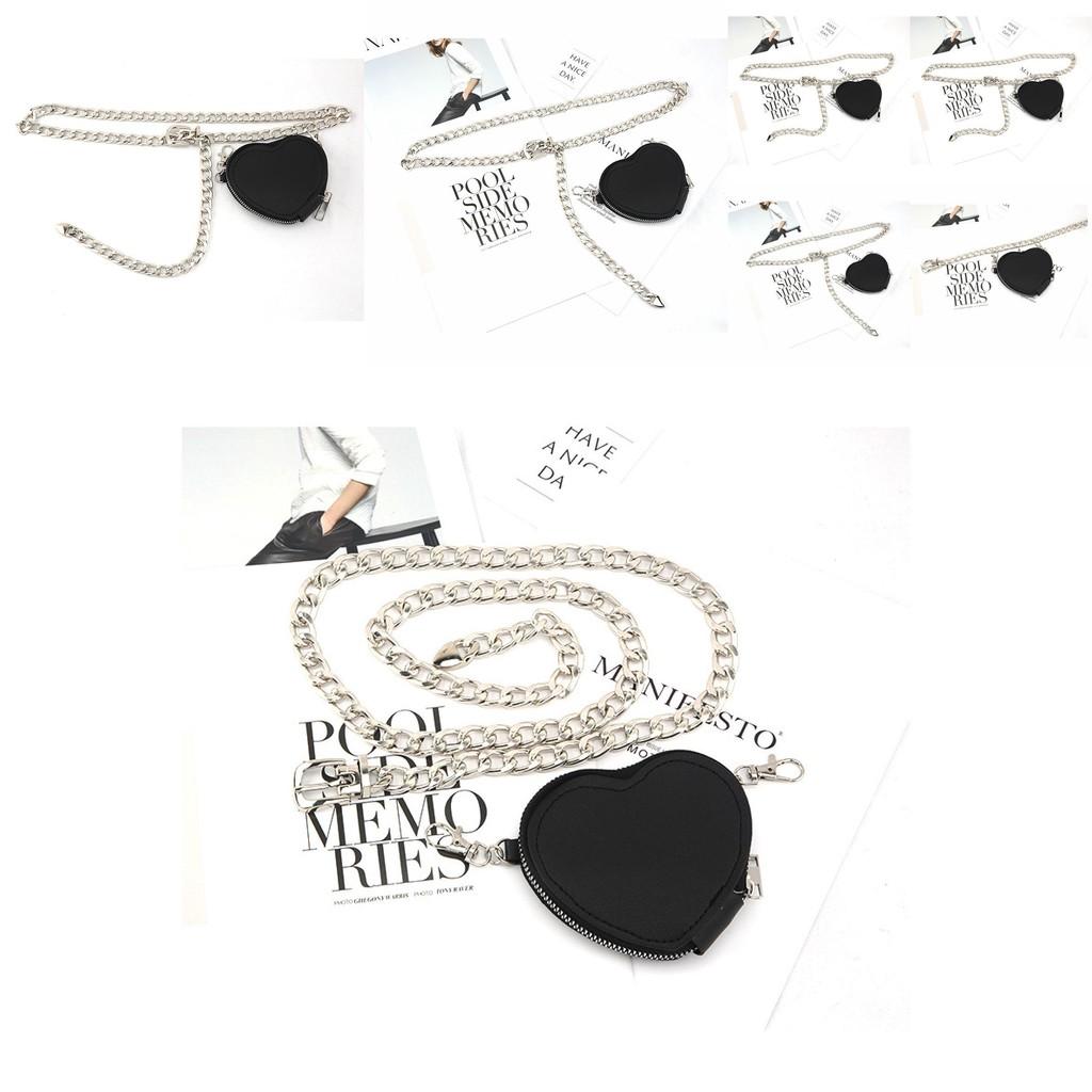 Fashion Metal Women Waist Chain With Detachable Heart Shaped Bag Pendant For Outdoor Wear