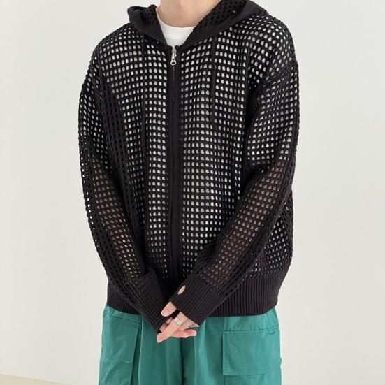 Мужская осенне-зимняя куртка с капюшоном и длинным рукавом на молнии, сплошной цвет, мягкий кардиган в стиле хип-хоп, мужское пальто