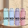 1PC London England Flag Text 750ml Color Plastic Sports Water Bottle Leakproof Flip Straw Lid Suitable for Sports Office Home Use