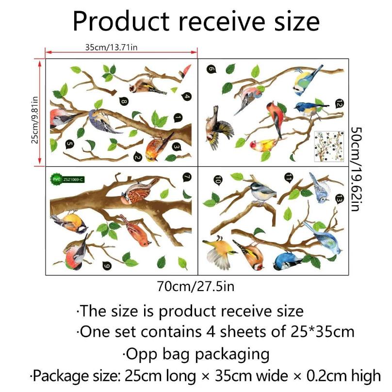 1 шт. Наклейка в китайском стиле винтажная птица наклейки декор стены дивана гостиной фреска искусство 3D ветка дерева декор зеленого дома