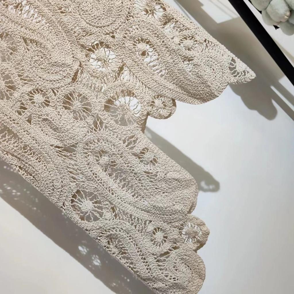 Вязаный нерегулярный крючком ажурный жилет-кардиган летний дизайн без рукавов нишевый топ-майка