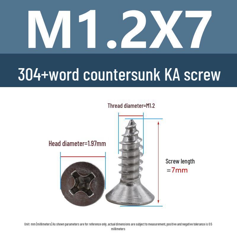 Yigu 304 Stainless Steel Phillips Flat Head Self-Tapping Screws M1-M2.5