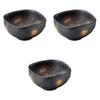 Set of 3 Black Yuzu Crystal Square Small Bowls X X 6 Arita Ware Small Setomonohonpo Gold-Decorated [11.5 11.5 Cm] Bowls,