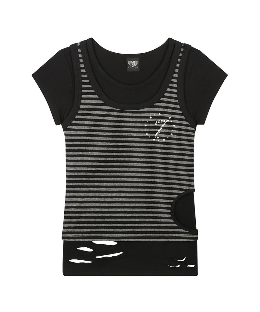 LUVISTRUE Sy Damage Layered Tee(Black)