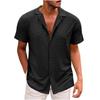 Летняя мужская рубашка с лацканами, модная повседневная свободная удобная однотонная мужская трикотажная рубашка с короткими рукавами на пуговицах