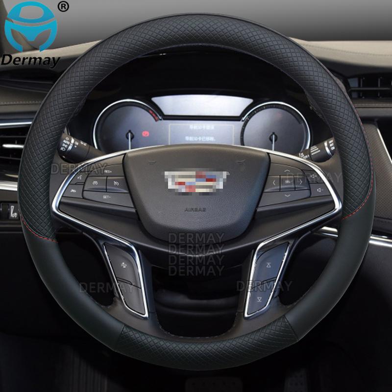 100% бренд DERMAY для Cadillac ATS XT4 XT5 XT6 CTS CT4 CT5 CT6 автомобильный чехол на руль из микрофибры кожаные автоаксессуары