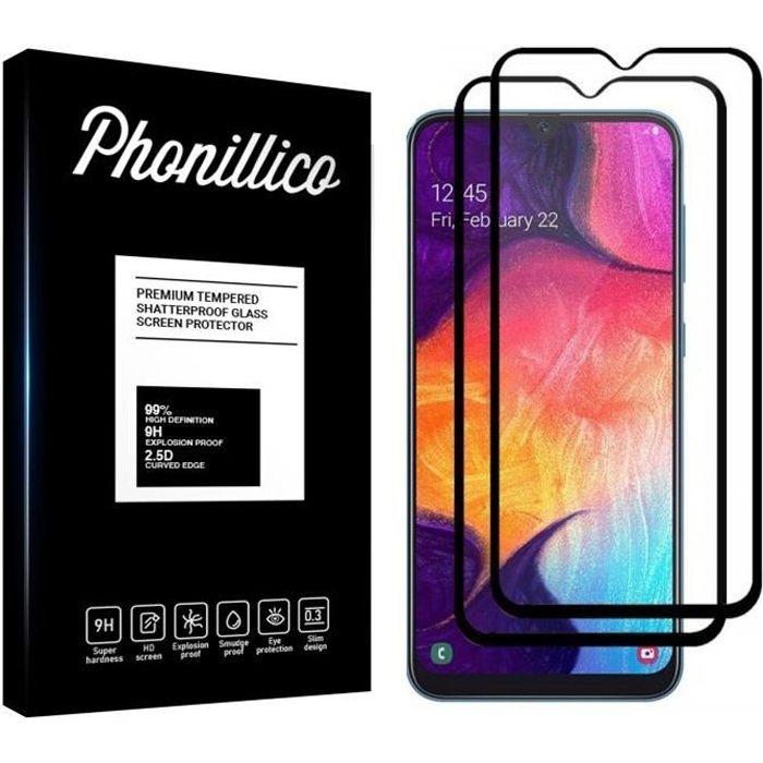 Film de protection d'écran - Samsung Galaxy A50 - Verre Trempe - Bord Noir - Pack 2 - Phonillico®