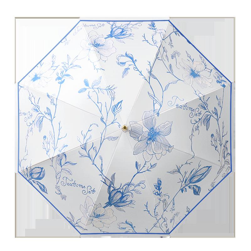 8 спиц зонт с длинной ручкой из костяного волокна Маленький свежий и креативный виниловый зонт-трость с изогнутой ручкой Солнцезащитный зонт