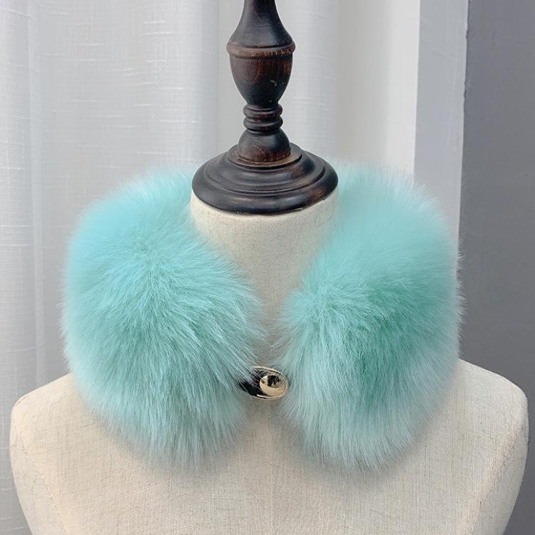 Winter Plush Thickened Warm Imitation Fox Hair Snap Button Scarf Versatile Women's Imitation Fur Scarf