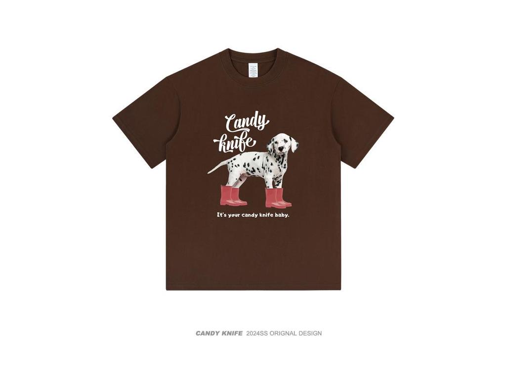 Хлопковая футболка с принтом щенков, унисекс, приталенного кроя, с коротким рукавом, дизайн весна/лето