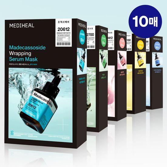 10 листов маски-сыворотки Mediheal Wrapping (выберите один из пяти типов: Мадекассосид, Коллаген, Витамин С, Гиалуроновая кислота, Чайное дерево)