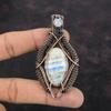 Blue Scheelite Pendant Copper Wire Wrapped Pendant Rainbow Moonstone Gemstone Pendant Handmade Copper Jewelry Anniversary Gift Healing Stone