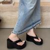 Summer Chunky Woman Slippers Fashion Platform Wedges High Heel Silvery Ladies Shoes Thick Sole Increased Comfortable Flip Flops