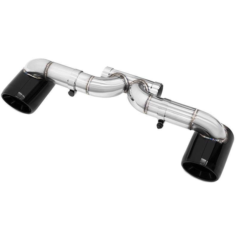 Porsche 718 GT4 Upgrade: Stainless Steel Dual Exhaust with Muffler & Black Tailpipe Tips