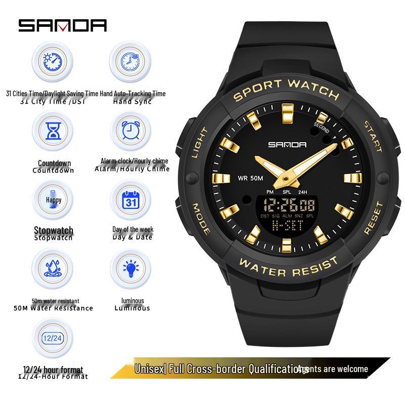 SANDA Водонепроницаемые повседневные наручные часы Dopamine Trend для мужчин и женщин