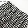Plus Size Spring Summer Women's High Waist Casual Cotton Vintage Plaid Skirt Mid-length A-line Hip Skirt