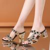 Новые летние модные удобные универсальные повседневные элегантные износостойкие босоножки на толстом каблуке полые повседневные тапочки со стразами