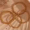 Simple Vintage Gold Silver Stainless Steel Elastic Bead Bracelet Punk Rock Style Party Accessories Jewelry