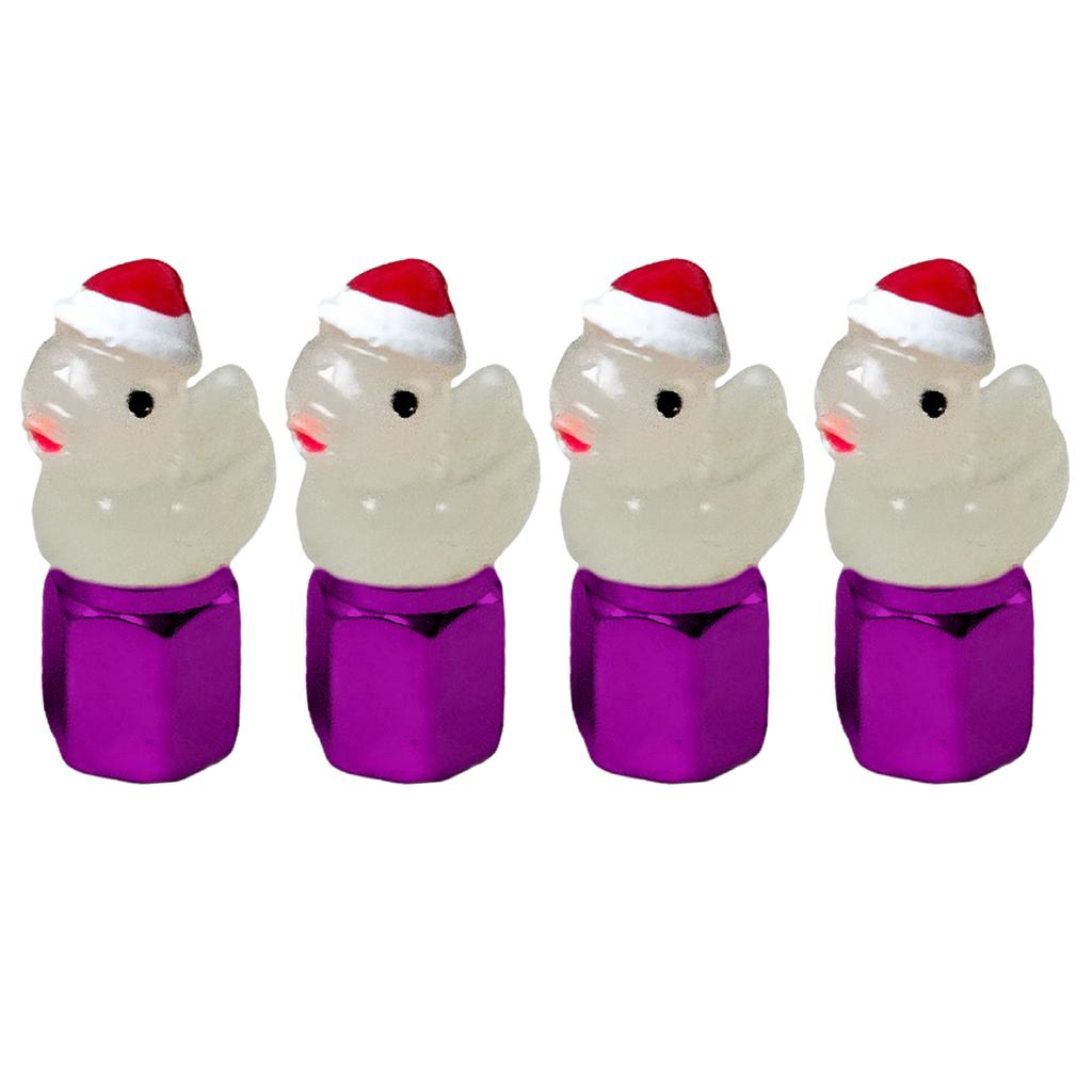 4Pcs Christmas Duck Glow in The Dark Tire Valve Caps Auto Tire Valve Stem Caps Tire Air Valve Caps for Cars Motorcycles Bicycles