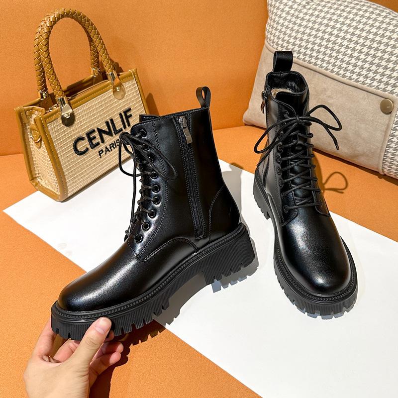 Мартинсы на внутренней платформе, женские, в британском стиле, средней высоты, на толстой подошве, в стиле ретро, дымчатые, ботинки челси, универсальные, короткие, на осень и зиму