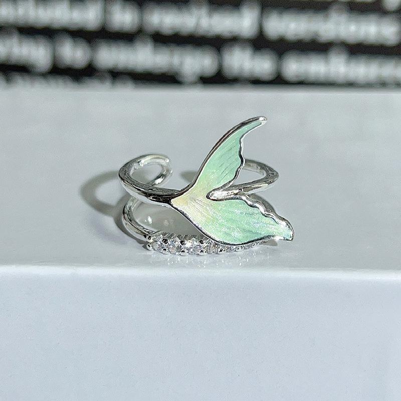 Dopamine Colorful Enamel Flower Butterfly Open Ring Mori Sweet Girly Style Inlaid Zircon Niche Light‑Luxury Adjustable Stackable Decorative Ring