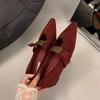 Модные женские балетные туфли с острым носком для танцев 2024 года, новые дизайнерские туфли-лоферы из замши на мягкой подошве с высоким каблуком, женская обувь