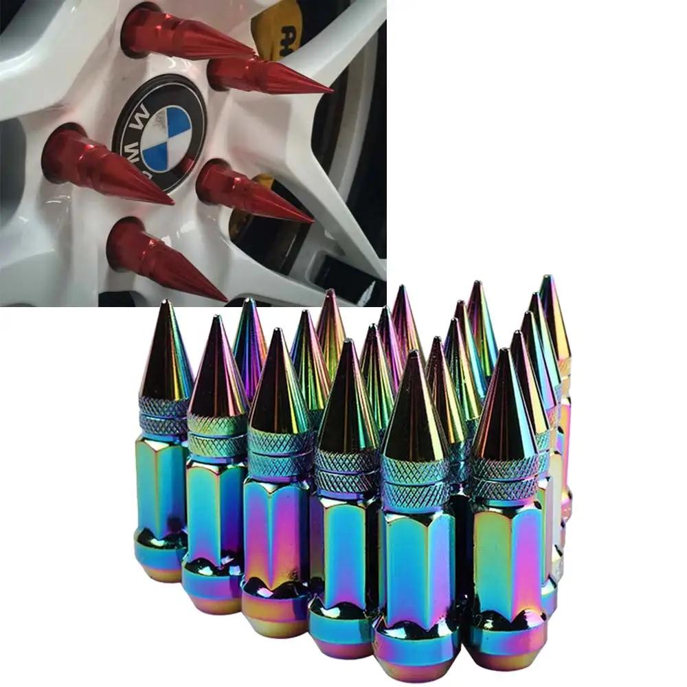 20pcs Racing Composite Nut Longer Nut Steel Lock Wheel Lug Nut Bolt With Spikes Universal Car Styling Wheel Nuts M12X1.5/M12X1.5
