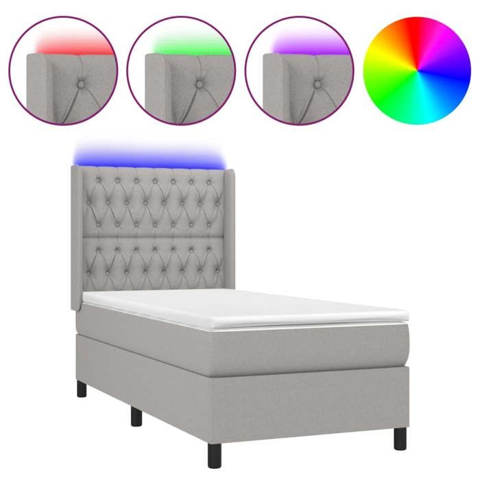 Maison Exclusive - Sommier à lattes de lit matelas LED Gris clair 90x200cm Tissu