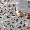 Delicate Chic White Flower Jelly Green Leaves Red Fruits Lily Gardenia Self Adhesive Nail Art Stickers Manicure Decal
