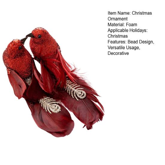 1 пара рождественских украшений, имитация пены, перья, дизайн с бусинами, украшение для рождественской елки, праздничная атмосфера, подарок своими руками