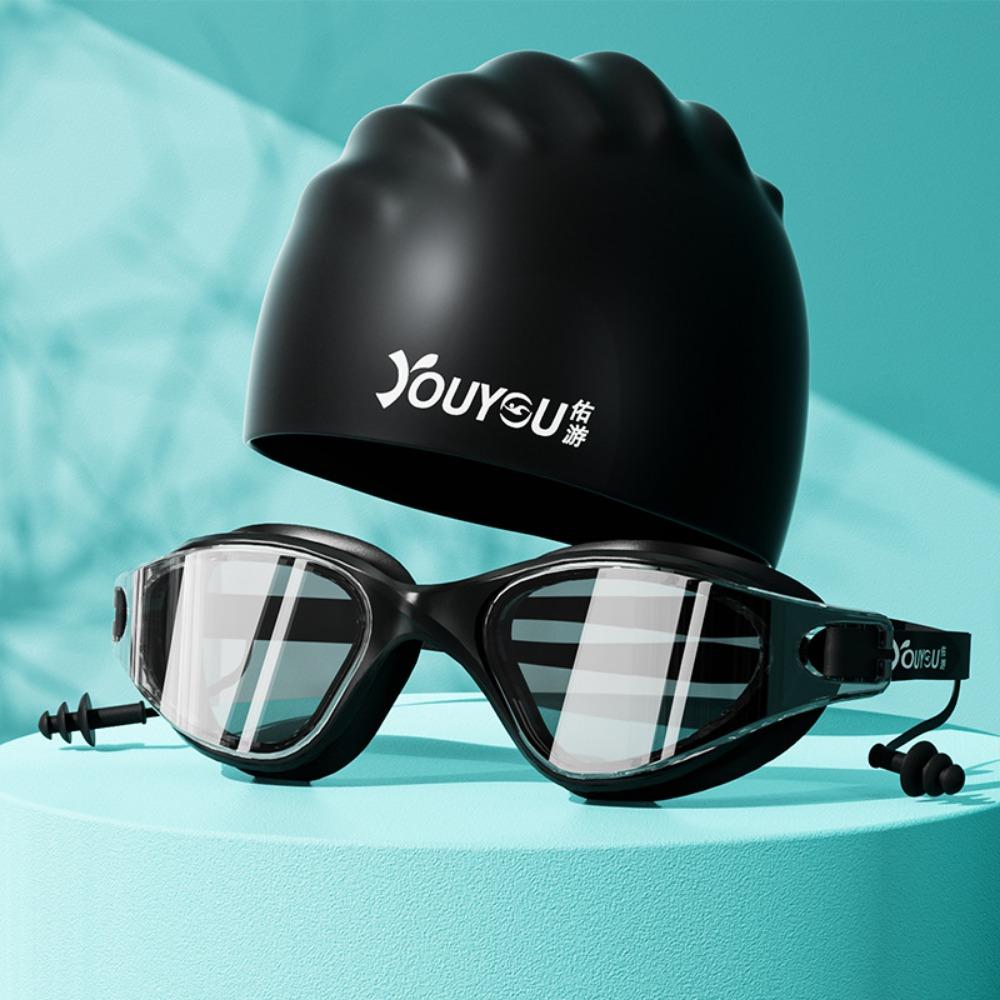 С Зажимом для Носа Набор Взрослых Очков для Плавания Защита от Запотевания Очки для Дайвинга Силиконовая Шапочка для Плавания Лето