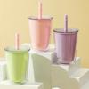 Leakproof Double-layer Straw Cup Sealed Drinking Bottle Plastic Water Bottle  Children Adult