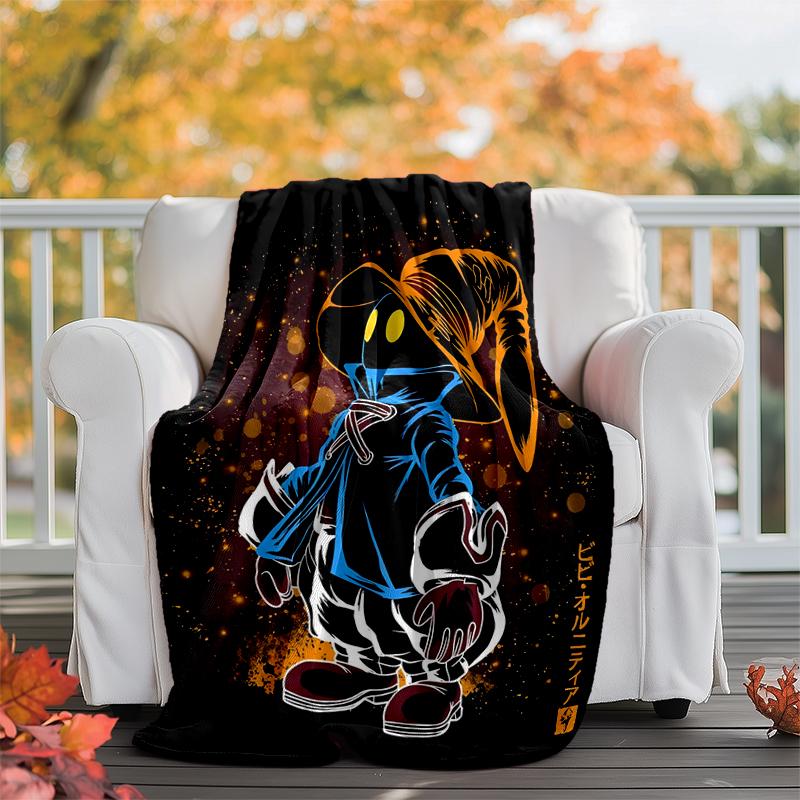 FF9 Vivi Flannel Blanket Soft Warm All-Season Throw, Design for Camping, Car Travel, Hiking Sofa, Bed, Office Perfect Gift for Parties