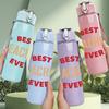 1PC Best Teacher Ever Star Text 750ml Color Plastic Sports Water Bottle Leakproof Flip Straw Lid Suitable for Sports Office Home Use