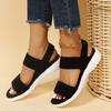 Fashion Women's Knit Elastic Cloth Wedge Sandals Slip On Lightweight Walking Sandals Women Plus Size Comfortable Summer Shoes