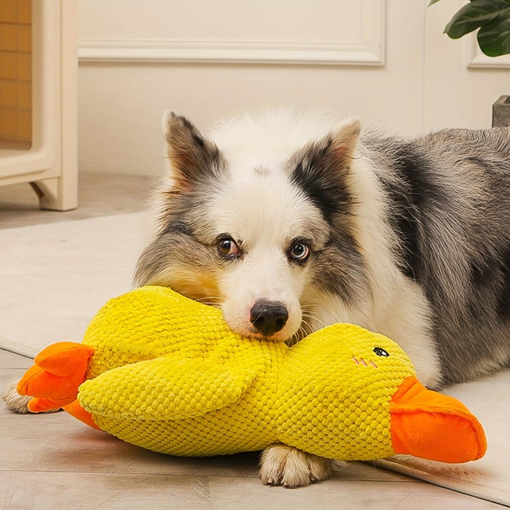 1pc Large Duck Design Pet Grinding Teeth Squeaky Plush Toy, Durable Chew Toy For Dog Interactive Supply