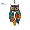 Owl Pendant Outdoor Hanging Decoration Realistic Looking Simple Installation Colorful Handmade Stained Owl Ornament